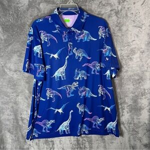 Men's Blue Dinosaur Print Polo Shirt